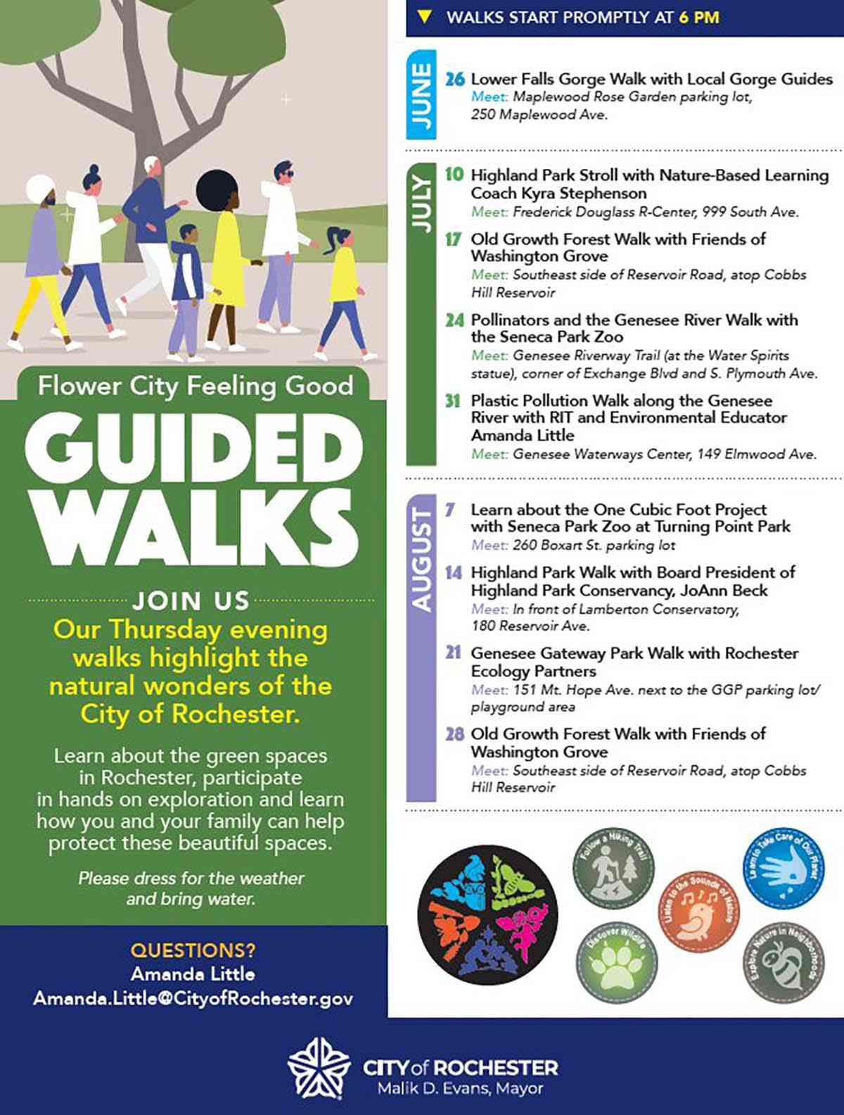2025 FCFG Flower City Feeling Good Guided Walk schedule