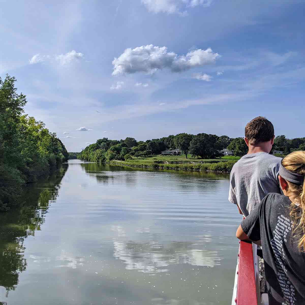 A scenic view of the Erie Canal onboard the Colonial Belle