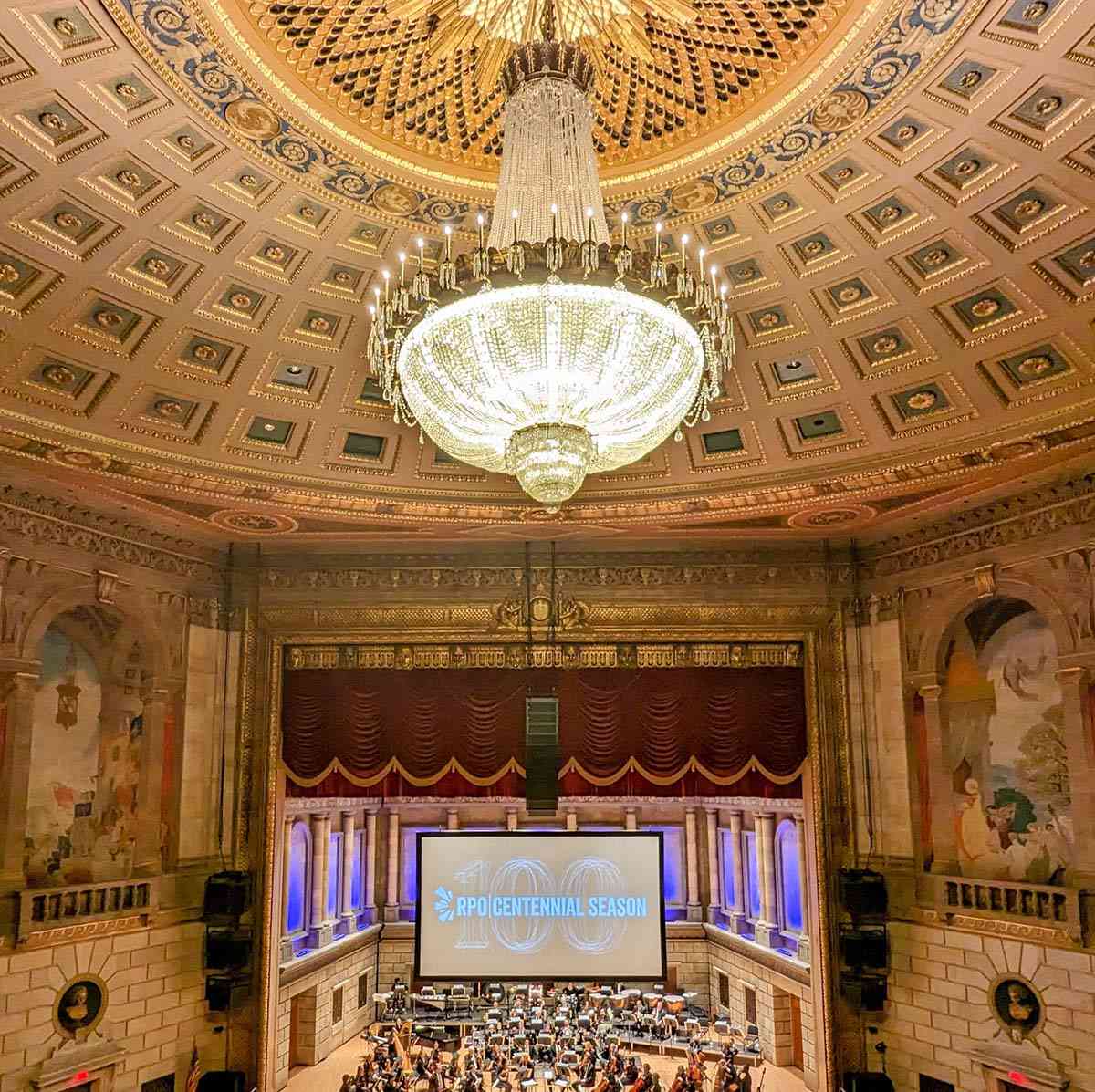 Eastman Theatre chandelier stage