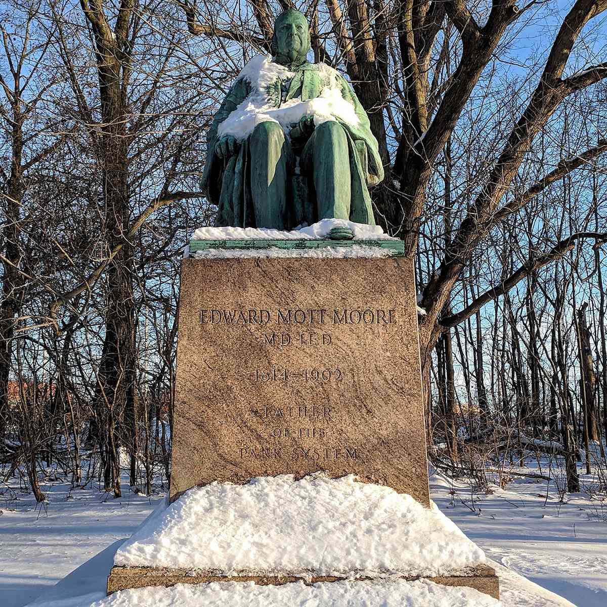 Edward Mott Moore statue Genesee Valley Park
