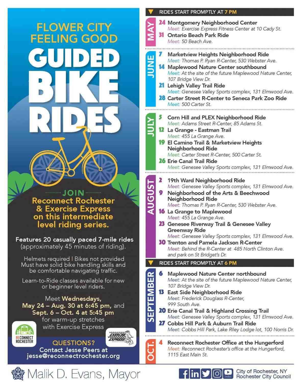 Flower City Feeling Good Guided Bike Rides 2023 Schedule