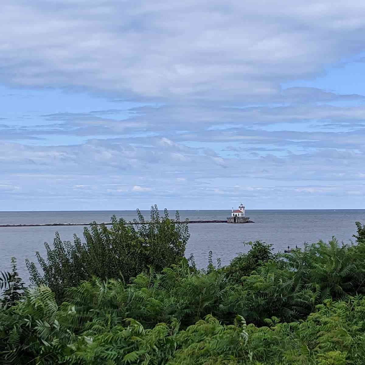 Oswego West Pierhead Lighthouse viewed from Fort Ontario