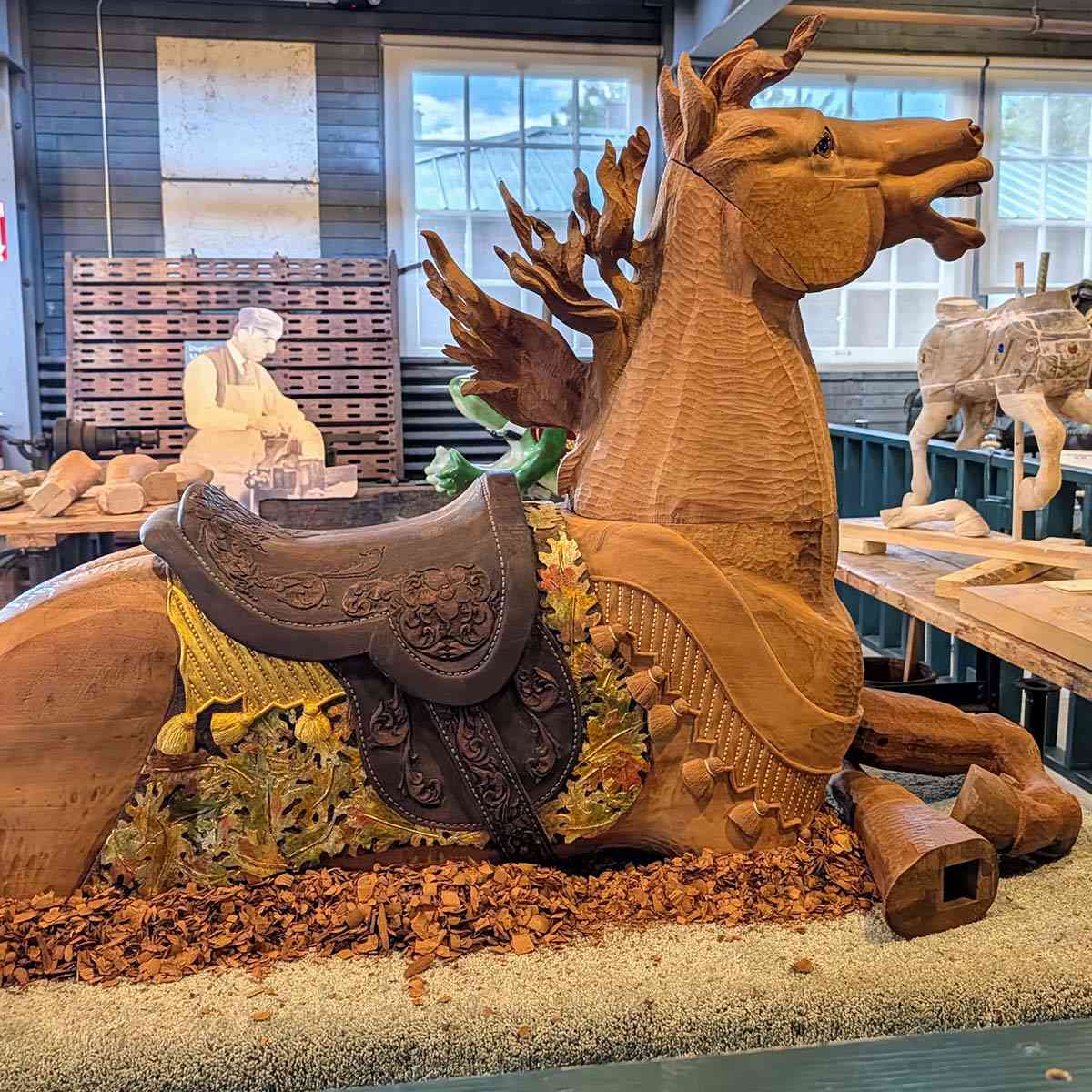 Herschell Carrousel Factory Museum horse carving workshop