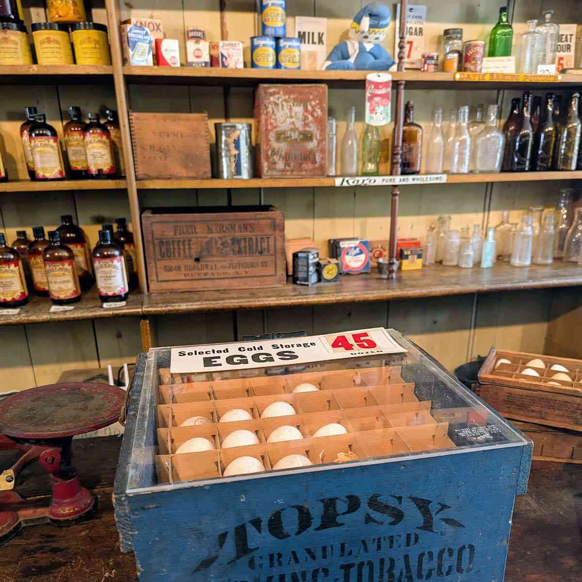 Historic Palmyra Phelps General Store shelves