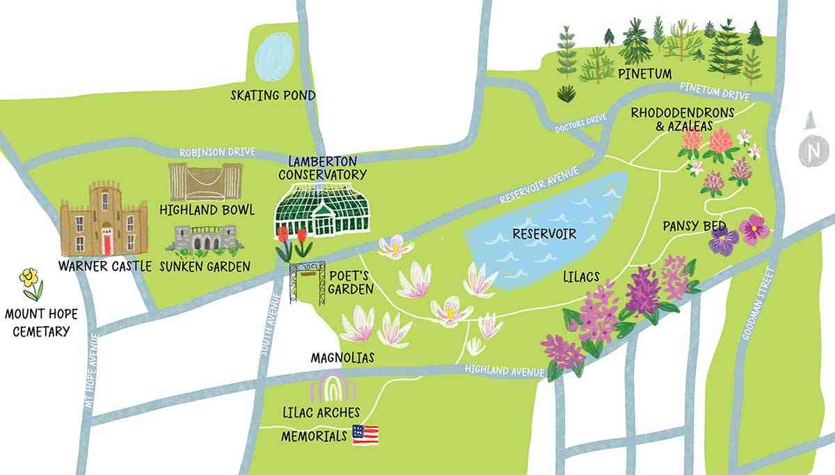 Illustrated Highland Park map by Sarah Wisbey