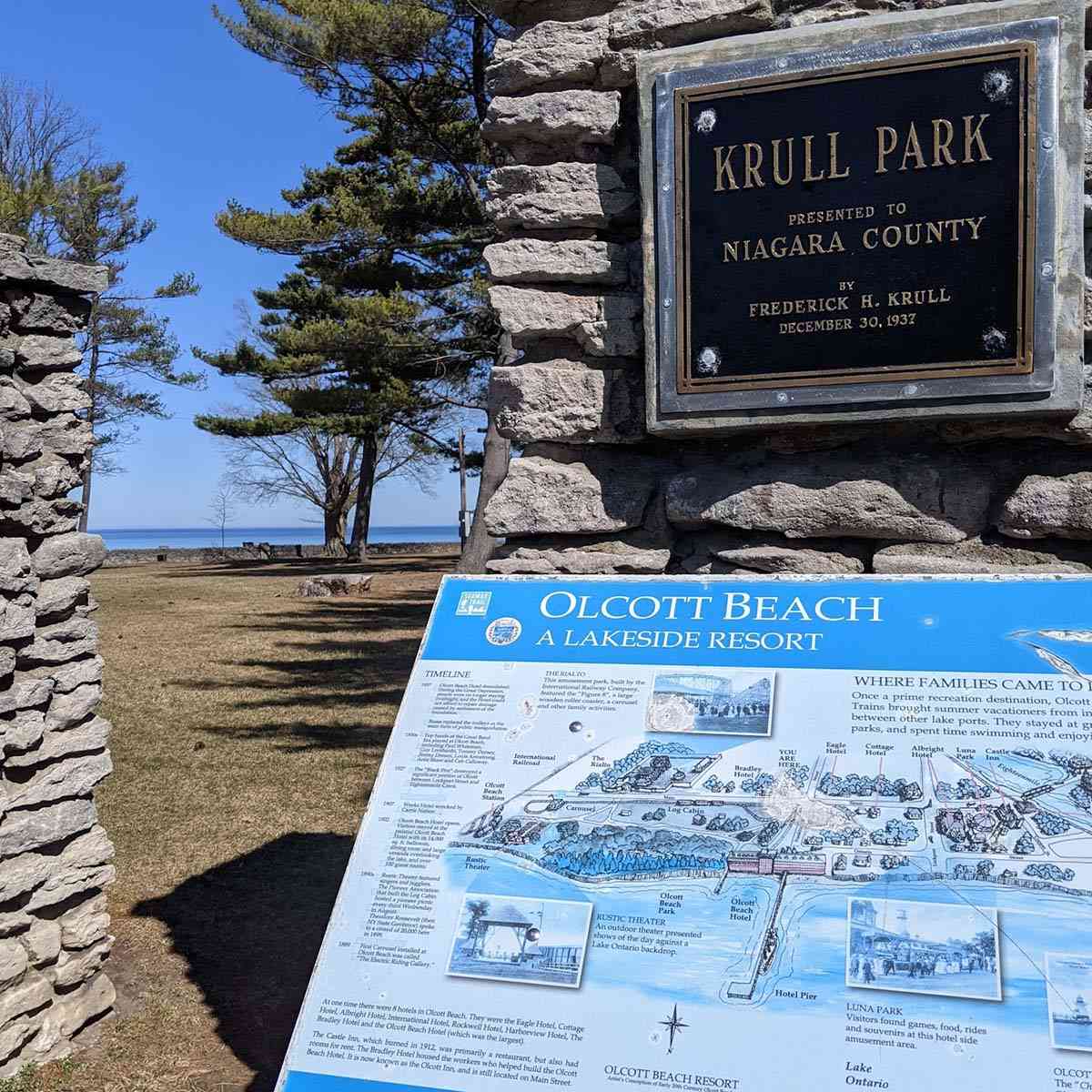 Krull Park Olcott sign