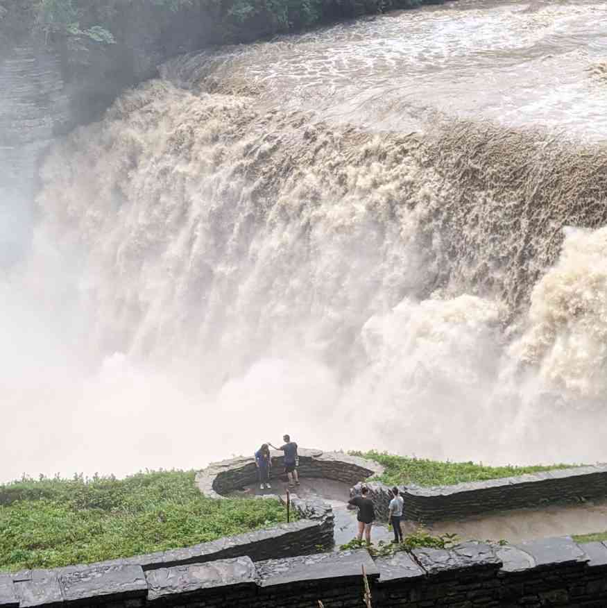 Heavy waterfall over Middle Falls at Letchworth State Park