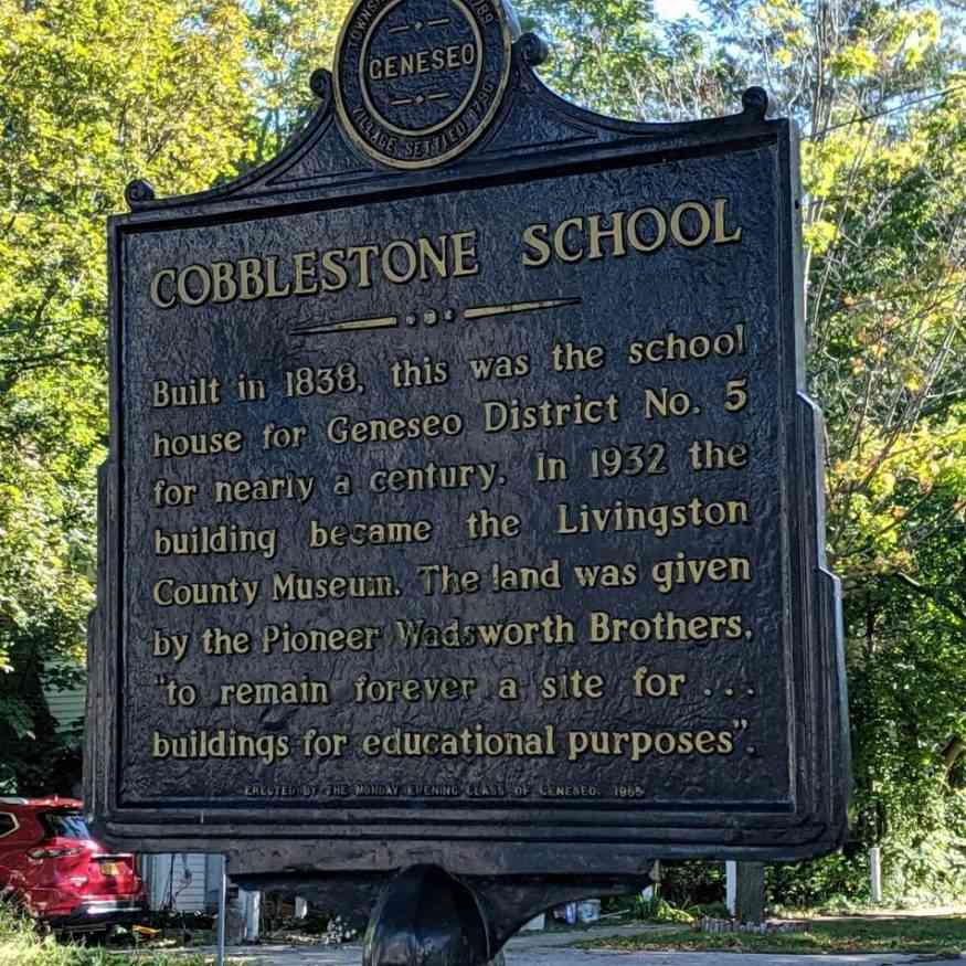 Livingston County Historical Society Cobblestone School Sign