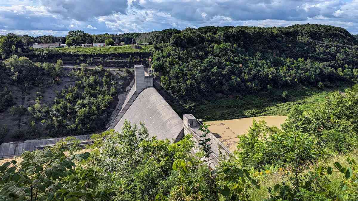 View of Mount Morris Dam and Visitor Center from Letchworth State park