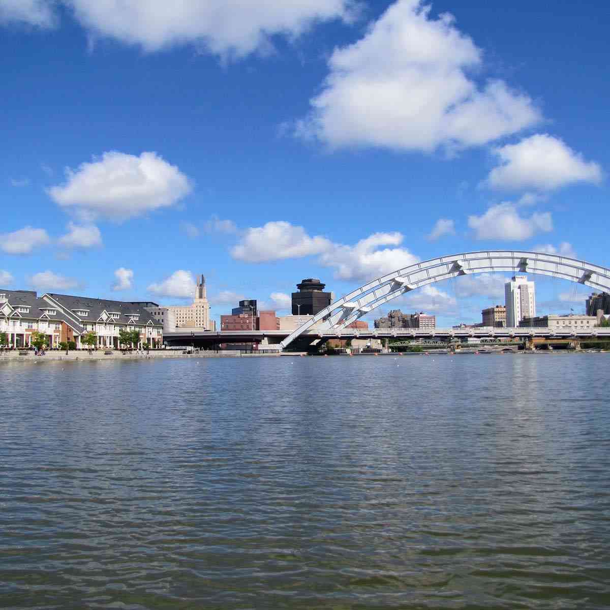 Rochester skyline viewed from the water