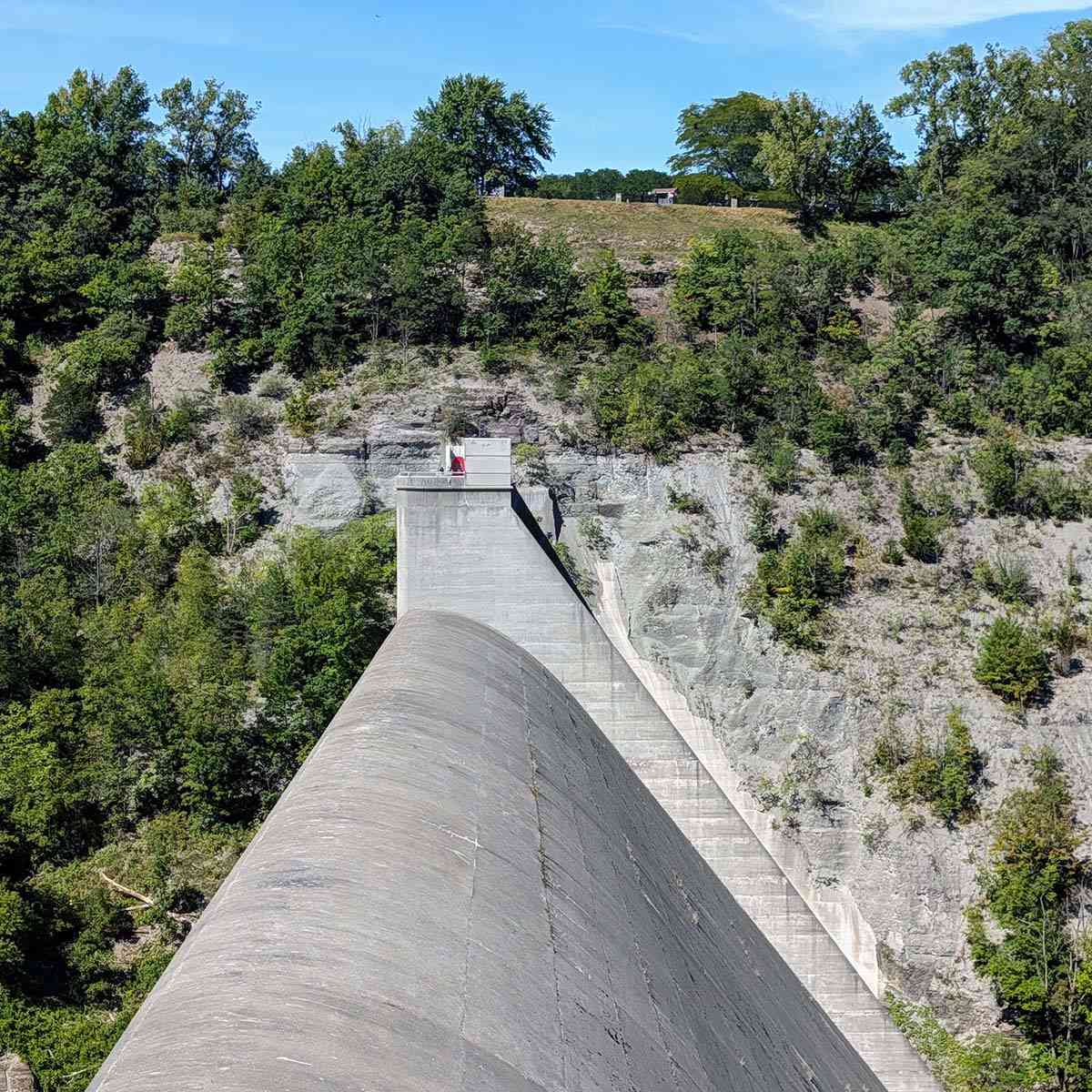 Standing on the Mount Morris Dam tour