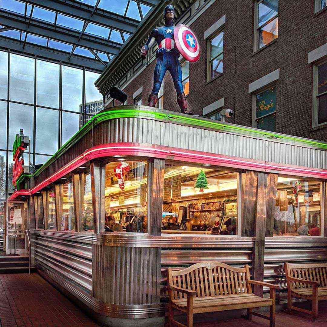 Strong Museum of Play Bill Grays Skyliner Diner exterior
